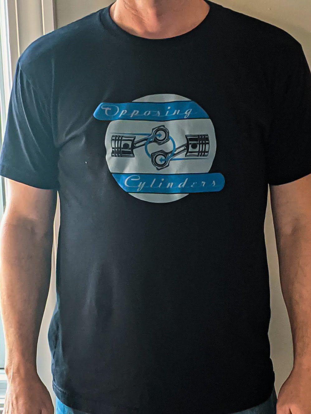 Opposing Cylinders t-shirt (black) with 32 on back